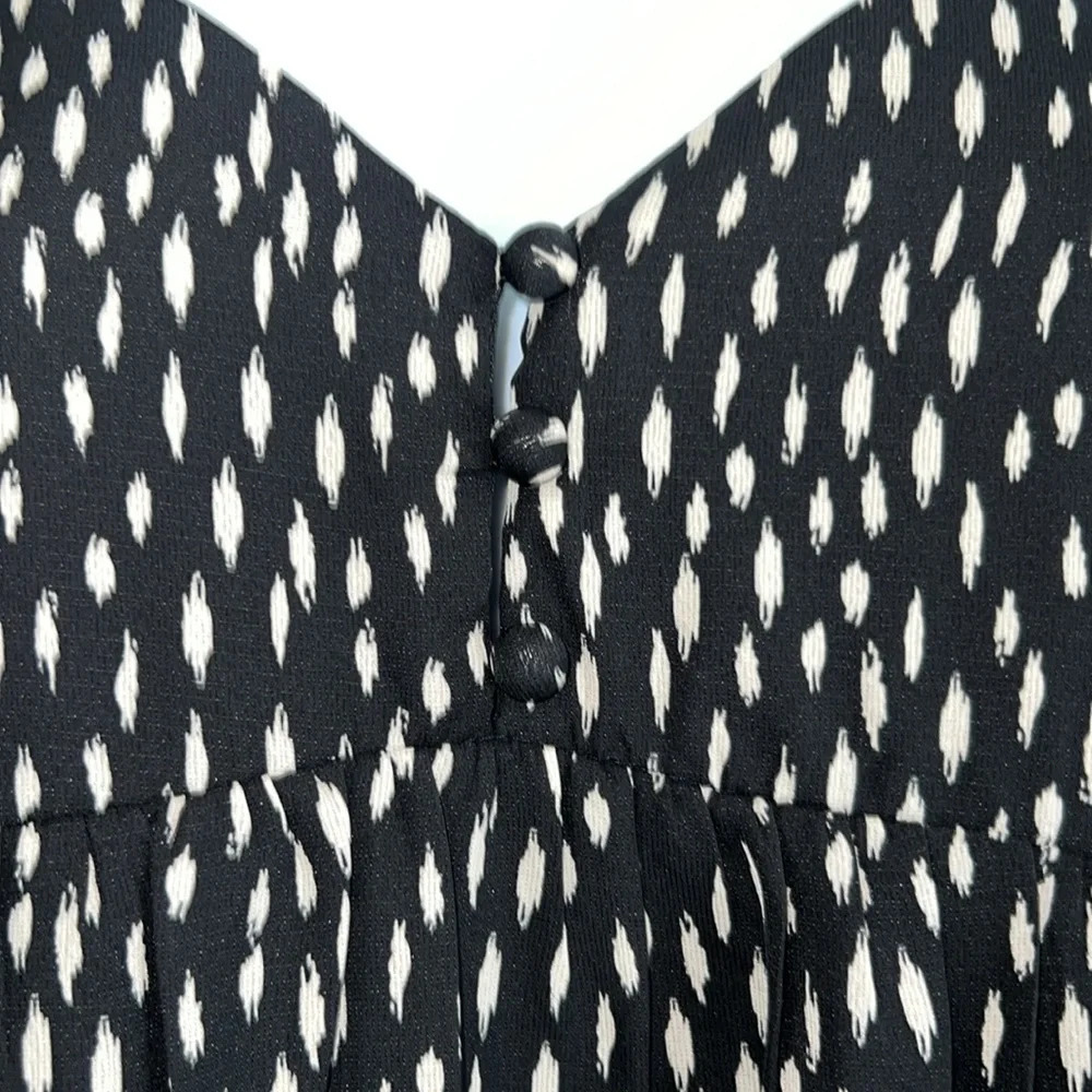NWT New In Boho Long Sleeve Flowy Black & White A-Line Mini Dress Sz M - Picture 6 of 13